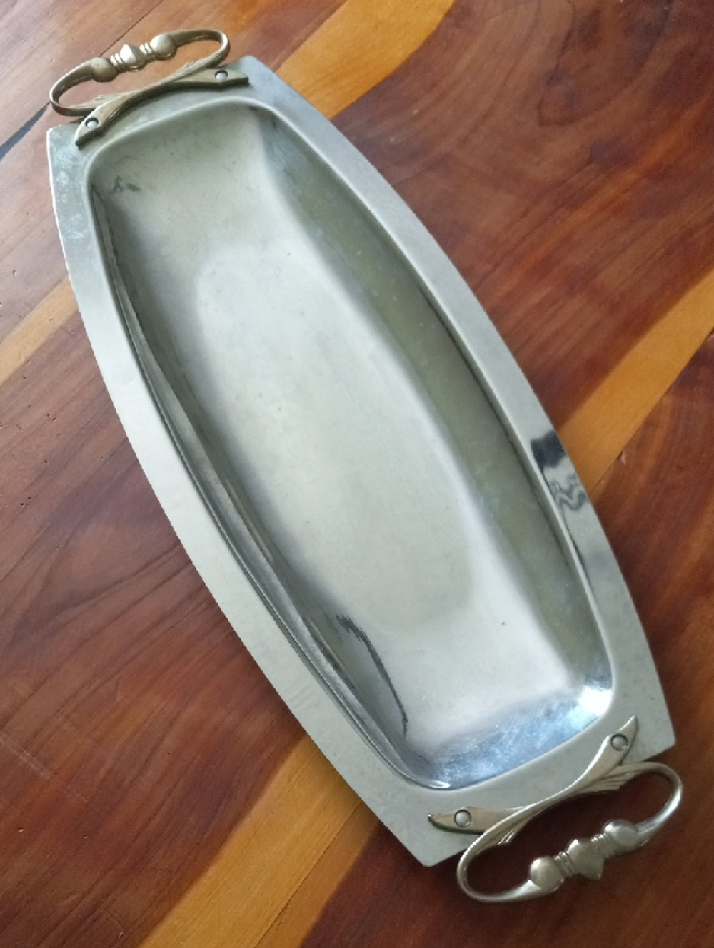 Vintage Kromex Silver-Tone Serving Tray with Handles Made In USA